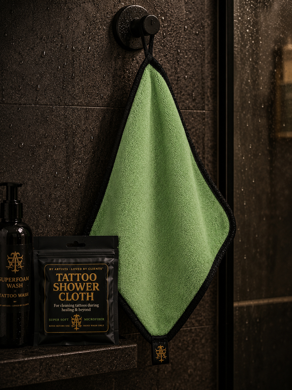 Angry Elf Tattoo Shower Cloth