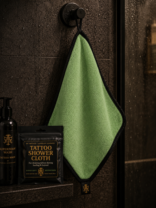 Angry Elf Tattoo Shower Cloth